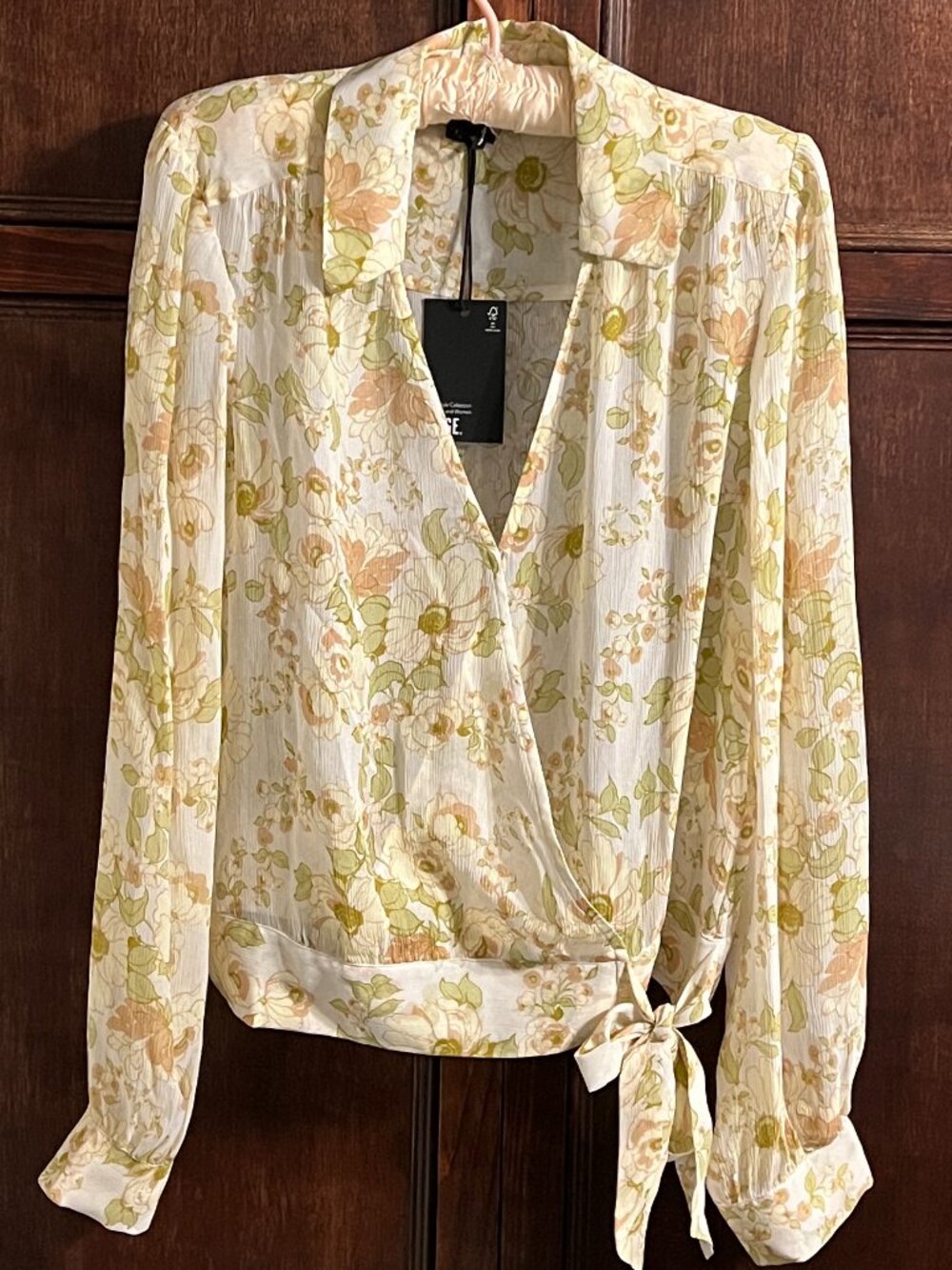 PAIGE 100%SILK JUNO BLOUE IN ECRU MULTI SIZE M
